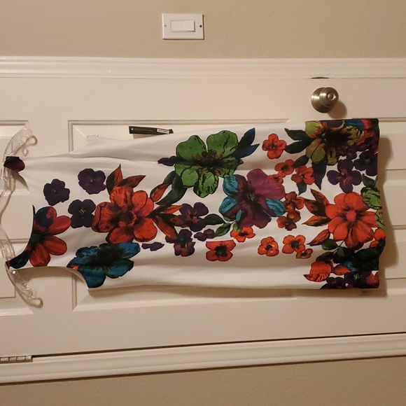 Women's Brand New Jones New York White and Floral Size 8 Dress - Picture 1 of 7